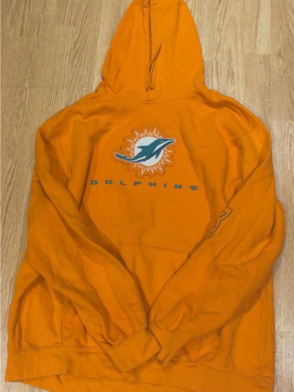 Men's Orange Dolphins Pullover Hoodie with Team Logo